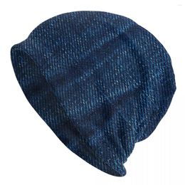 Berets Creased Dark Blue Denim Cap Pattern Goth Adult Outdoor Skullies Beanies Hats Spring Warm Dual-use Bonnet Knitting