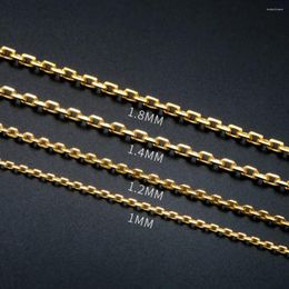 Chains Pure Solid 18K Yellow Gold Necklace 1mm / 1.3mm Square O Link Chain Stamped Au750 For Women 40-45cm