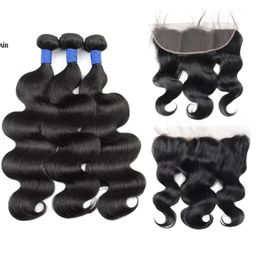 Ishow Brazilian Body Wave Virgin Human Hair Bundles with Closure 13x4 Lace Frontal Wet and Wavy Weaves Extensions for Women All Ag8400966