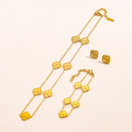 Set di gioielli firmati quadrifoglio placcato oro 18 carati set di gioielli fortunati collana bracciale orecchini gioielli catena di lusso da donna di marca