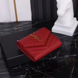 Quality Classic Mini Wallet red Flap Women Card Pack Designer Coin Bag Short Wallet Luxury handbag Fashionable zipper Wallet High quality leather With box