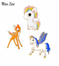 Pins Brooches Miss Zoe Lovely Little Horse Deer Brooch Button Pins Denim Clothes Backpack Pin Badge Cartoon Animal Jewellery Gift F19478977