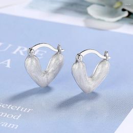 Hoop Earrings Heart Shape White Synthetic Gems Decor Elegant Style Alloy 14K Gold Plated Jewelry Gift For Lovers