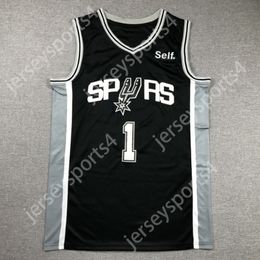 Victor Wembanyama Basketball Jersey San Tim Duncan Antonio David Robinson Black White Size S-XXL