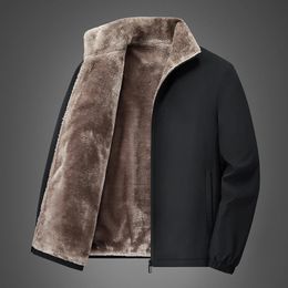 Oversize Warm Fleece Winter Jacket Casual Padded Cotton Jacket Coat Men Plus Size Outerwear Windbreaker Lamb Wool Parka 240104