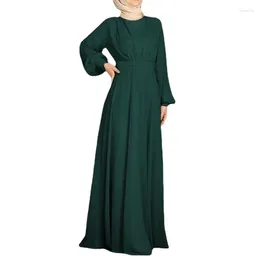 Ethnic Clothing Ramadan Abaya Tax Products Turkey Dress Solid Colour Long Sleeve O-neck Muslim Dresses Casual Kaftan Saudi Arabia Evening