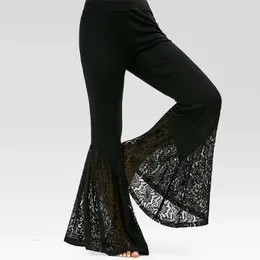 Women's Pants In Ladies High Waist Straight Trousers Plus Size Casual Lace Flare Black Women