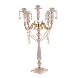 Holders Acrylic Candle Holders 5arms Candelabras With Crystal Pendants 77CM/30" Height Elegant Wedding Centerpiece Party Decorative