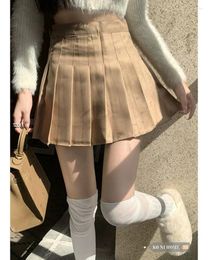 Skirts Pleated Solid Draped High Waist Mini Skirt For Women Elastic Waistband Short College Style Commuting Slimming Fit