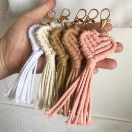 Keychains Macrame Boho Keychain Handmade Heart-shaped Bag Pendant Gift Car Keys Mother's Day Fashion Jewellery Accessories Wholesale