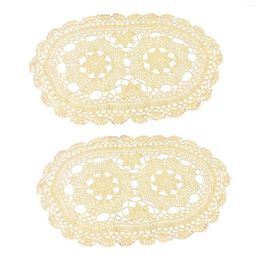 Table Cloth 2pcs Oval Dining Mat Crochet Lace Tablecloth Vintage Handmade Cotton Edge Flowers Fashion Simple