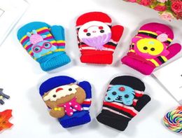 Colourful Cartoon Animal Kids Hanging Gloves Autumn And Winter Warm Mittens With Hang Rope Baby2447968