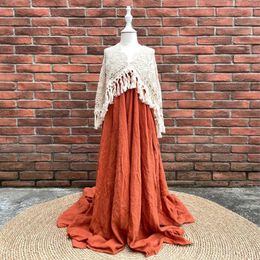 Girl Dresses Don&Judy Vintage Rust Red 4-8 Years Old Little For Po Shoot Boho Party Evening Birthday Clothes Princess Dress