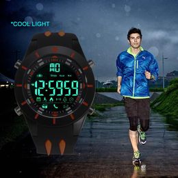 luxury Digital Wristwatches Waterproof Big Dial LED Display Stopwatch Sport Outdoor Black Clock Shock LED Watch Silicone Men 8002304j