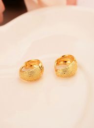 9 k solid Fine Yellow gold GF Circle hoop earring exaggerated small earrings vintage elastic shrimp female earrings whole 8582510
