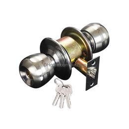 Door Locks Handle Knobs Stainless Steel Lock Entrance Hardware Accessories With Three Keys Sturdy Round-Shape Gear 231 Drop Delivery Dhq1P