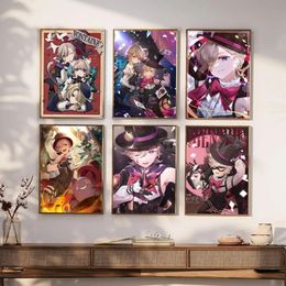 Genshin Impact Lyney Magician White Paper Sticker Poster Wall Decal DIY Living Room Bar Cafe Retro Poster Decoration Painting 240104