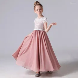 Girl Dresses Teen Girls Long Dress Bridesmaid Kids Pink Lace Birthday Children Princess Party Wedding Prom Gown Formal Occasion Vestido