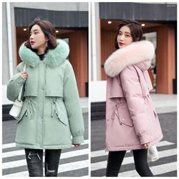 Women's Down Winter Parkas Coat Loose Casual Fur Hooded Plus Size Jackets Thicken Warm Velvet Clothing Outerwear Female