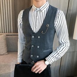 Blazers Men's suit vest new doublebreasted solid Colour business casual brand fashion highquality men's clothing sleeveless formal vest