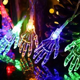 1pc 118.11inch/9.84Ft 20 Lights, 118.11inch 20 Lights Blue Ghost Hand Halloween Decoration Light String, Battery Powered