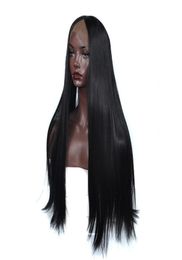 Heat Resistant Fibre Hair Synthetic Lace Wig with Baby Hair Mermaid Black Colour Silk Straight Synthetic Lace Front Wigs for Black 2907999