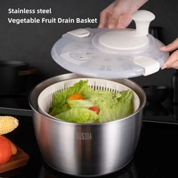 Stainless Steel Vegetable Fruit Dryer Drainer Dehydrator Salad Spinner Clean and Vegetables Centrifuge Kitchen Tools 240104