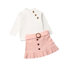 Clothing Sets 1-6Y Toddler Baby Kids Girl Clothes Winter White Knit Tops Sweaters Button Mini Skirt Warm Outfits Set