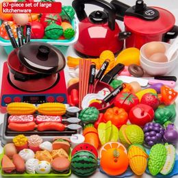 Simulation Pretend Play Kitchen Toy Cookware Set Cooking Food Fruit Vegetable Play House Puzzle Toys For Girls Children 240104