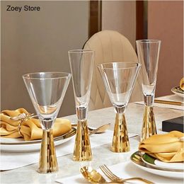 High-end Glass Wine Glasses Golden Wine Glasses Family Party Champagne Glasses Bar Whiskey Cocktail Glasses Martini Glasses 240104