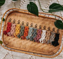 Keychains Small Macrame Fringe Keychain Boho Bridal Wedding Shower Decor Gifts Under 5 Tassel Key ChainKeyring Woven WX4TR4952396