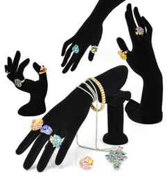 Hand Shaped Ring Stand Bracelet Holder Bangle Rack Jewellery Display Rings Shelf Black Velvet Female Mannequin Hand41706536077229