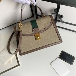 Shopping bag Tote bag with detachable shoulder strap square vintage fusion classic webbing and G-shaped one-shoulder luxury design265h