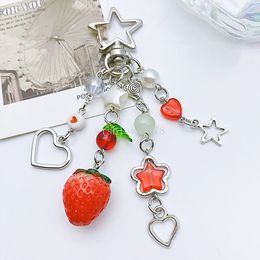 Strawberry Pendant Keychain Delicate Fruit Pendant Keyring Mobile Phone Pendant Strap Lanyard Diy Backpack Bags Accessory