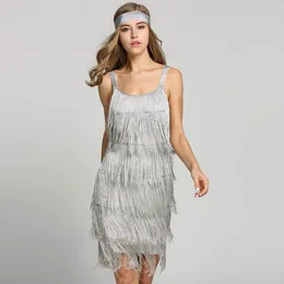 Casual Dresses 2024 Summer Vintage Vestido Girl Fancy Dress Great Gatsby Costumes Straps Fringe Tassel Clubwear Party Women S-3XL