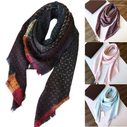 Scarves 2024 G. Square Scarf Oversize Classic Cheque Shawls For Men And Women Designer Kerchiefs Luxury Gold Silver Thread Plaid G Shawl