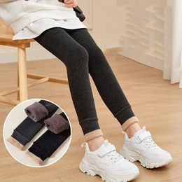 Girls Leggings Winter Pants for Kids Plus Velvet Teenager Leggins Warm Children Tights Thicken Panty Clothes 112years 240103