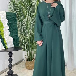 Ethnic Clothing Dubai Turkey Abaya For Women Large Women's Basic Casual Dress Museum Ramadan Gurban O-neck Long Sleeves