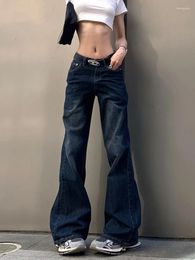 Women's Jeans Women Classical Gyaru Japanese Harajuku Y2K Streetwear Low Rise Flare Denim Pants 2000s Vintage Bell-Bottom Trousers Kpop