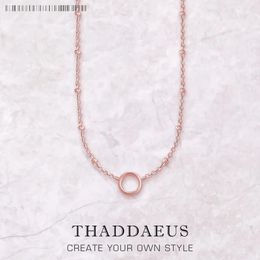 Charm Necklace Rose Gold Color Round Summer Fashion Jewelry Europe Link Chain 925 Sterling Silver Gift For Women 240103