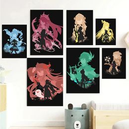 Genshin Impact Game Cartoon Character Wall Art Poster Modern Family Children's Room Decoration Canvas Painting Mural Picture 240104