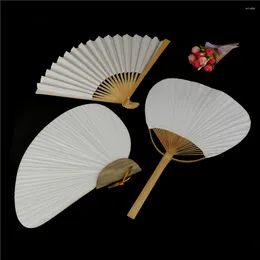 Decorative Figurines 3 Sizes White Folding Elegant Paper Bamboo And Hand Fan Wedding Party Favours 1pc