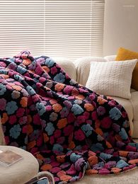 Blankets 3D Flower Jacquard Warm Coral Velvet Blanket Sheep Bed Autumn Casual Soft Waxy Girly Heart