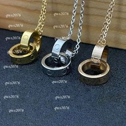 Heart Jewelry Womens Love Necklace Designer Jewellery Double Ring Pendant Diamond Gold Necklaces For Women Sier Wedding Party Gift
