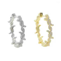 Hoop Earrings 2024 High Quality Bling 5A Cubic Zirconia Cz Fashion Jewelry Micro Pave Barbed Wire Women Earring