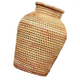 Vases Rattan Vase Craft Decor Home Desktop Ceramic Plant Pots Indoor Container Flower Insert Dry Office Woven Basket