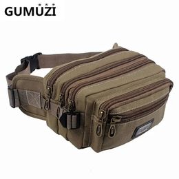 High Quality Canvas Waist Pack for Men Messenger Bag Portable Phone Purse Vintage Male Belt Travel Bolso Hombre 240103