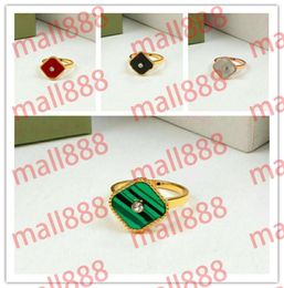 Fashion diamond designer Band ring many colours clover shell Jewellery 18k plated wedding rings for women Party Anniversary engageme5138339