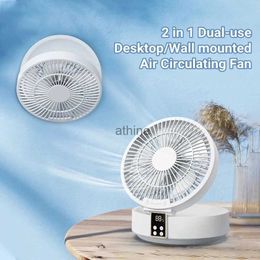 Electric Fans New remote control wireless circulating air cooling fan with LED light folding electric wall-mounted fan desktop fan USB YQ240104