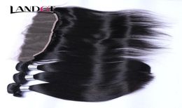Brazilian Straight Virgin Hair Weaves 3 Bundles With 13x4 Ear to Ear Lace Frontal Closure Peruvian Indian Malaysian Remy Human Hai5853994